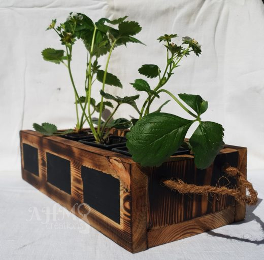 Jardiniere Basse avec Ficelle en Bois Upcycle • © AHM Créations