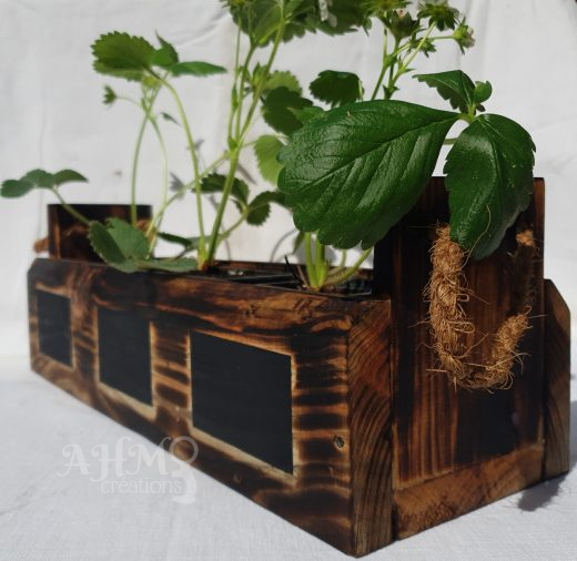 Jardiniere Ficelle en Bois Upcycle • © AHM Créations